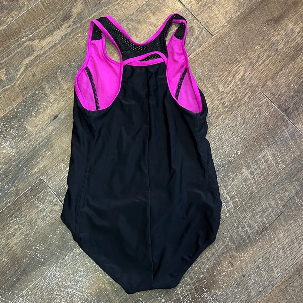 ZeroXposur Black One-Piece Swimsuit with Pink and Teal Floral‎ Print Size 10-12